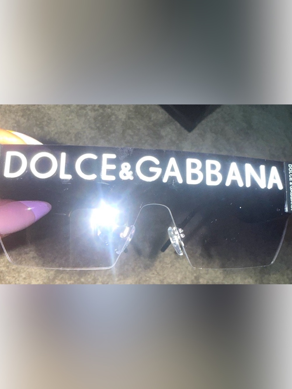 Dolce & Gabbana Black Shield Sunglasses with White DG Logo - Picture 3 of 3